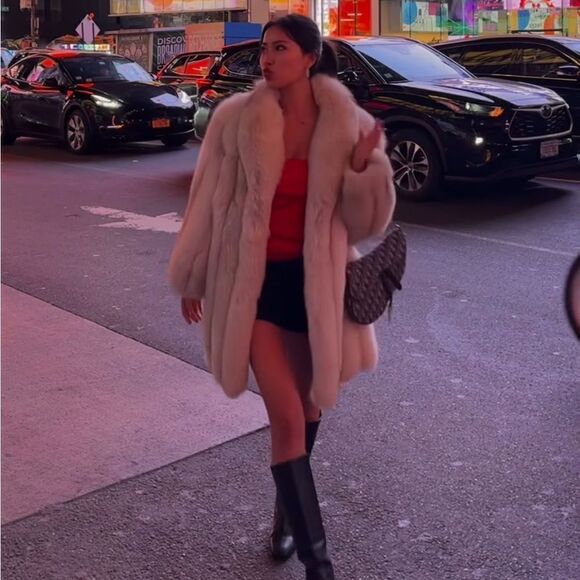 Dennis basso gray faux fur coat - Picture 1 of 8